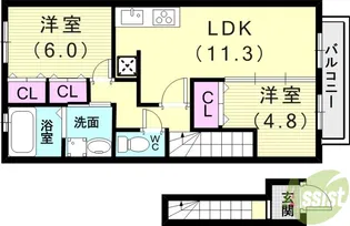 ヴァンドミール流田【2階】の間取り