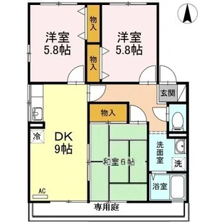 アーバンライフ塩屋台 B棟【1階】の間取り