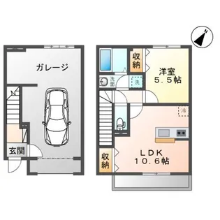 ガレージハウス・ヒューゴ【2階】の間取り