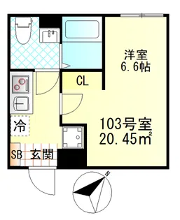 リバティ東門前【1階】の間取り