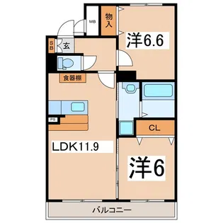 グランド・メゾン甲斐A棟【2階】の間取り