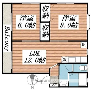 レインテッドハウスC【1階】の間取り
