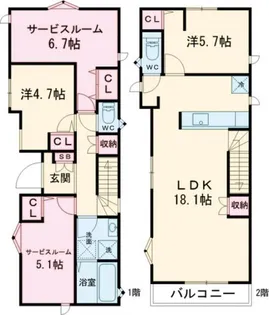東京都国立市青柳2【一戸建】の間取り