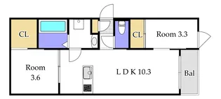 2LDKの間取り画像
