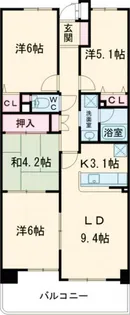 ベルメゾン豊田【10階】の間取り