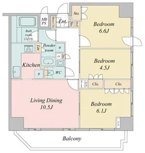 東京都中央区日本橋小網町【マンション】の間取り