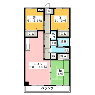 フィールドハウス青葉伍番館【3階】の間取り