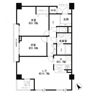 東京都港区赤坂6【マンション】の間取り