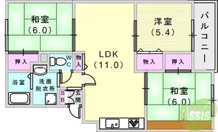 イーストヒルズ平野【3階】の間取り