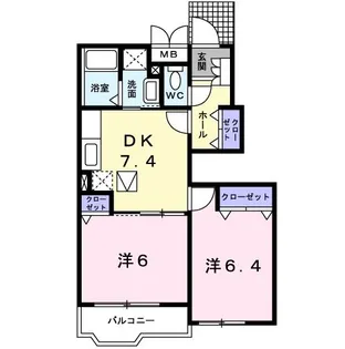 サンデリアーナA【1階】の間取り
