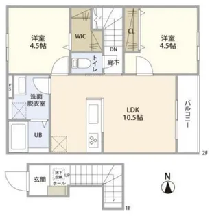 リーブルファイン三郷鷹野II【2階】の間取り