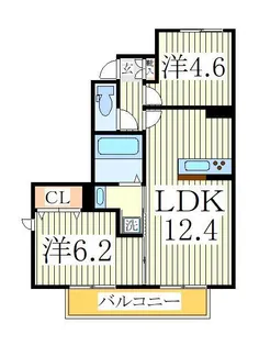 ランセ今谷E【1階】の間取り