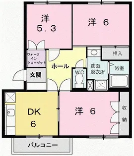グランドパレス一ツ木C【1階】の間取り
