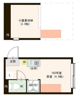 ハーモニーテラス柳原VII【1階】の間取り