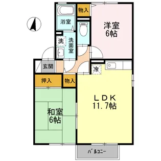カーサフィオーレB棟【1階】の間取り