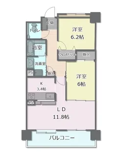 グランドパレス弥生【6階】の間取り