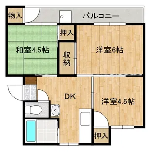 ココモタウン2番館【2階】の間取り