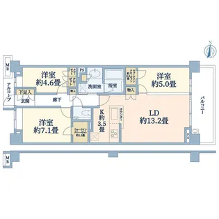 グランドメゾン元住吉サウステラス【3階】の間取り