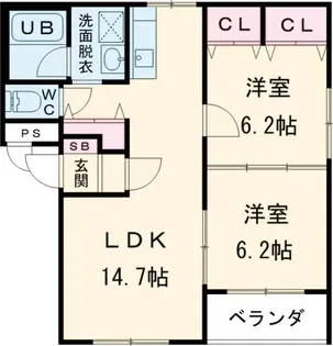グランプラス南星B【1階】の間取り