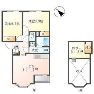 GUNECY KENT(グネシィ ケント)【2階】の間取り