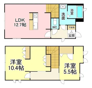 福岡県北九州市小倉北区足立3【アパート】の間取り