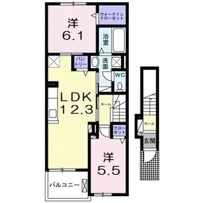 滋賀県東近江市五個荘簗瀬町【アパート】の間取り