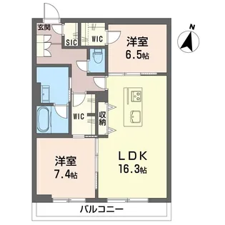 山梨県韮崎市若宮3【マンション】の間取り
