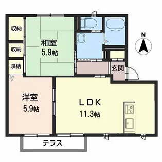 セントポーリアB棟【1階】の間取り