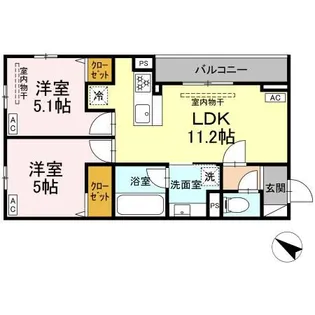 ドムスクレスト中町【2階】の間取り