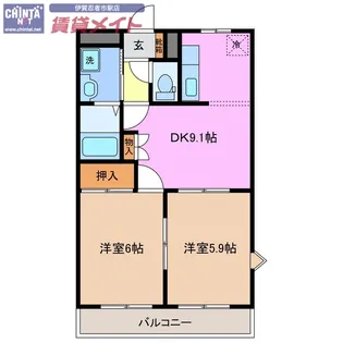 サンフラワーB【2階】の間取り
