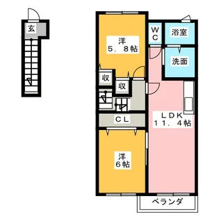 2LDKの間取り画像