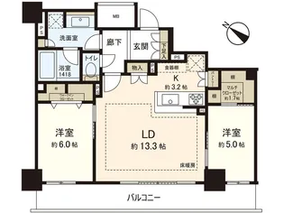 パークホームズ仙台中央【13階】の間取り
