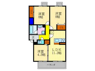 アミカル宮ノ前1【2階】の間取り