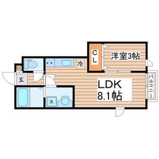 仮)ガス割 第九弾 Escondite卸町I【1階】の間取り