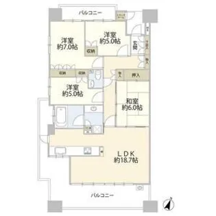 パークシティ・タワーズガーデン中央棟【5階】の間取り