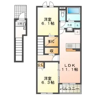 ル・ポール南新町【2階】の間取り