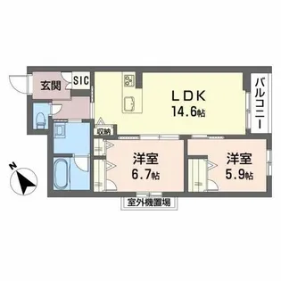 ロジ環水公園グランデ【2階】の間取り