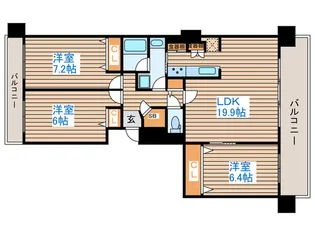 Dグラフォート東札幌Vガーデン【7階】の間取り