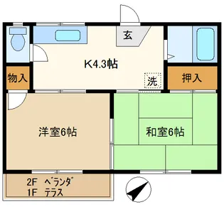 第1押田ハイツ【2階】の間取り