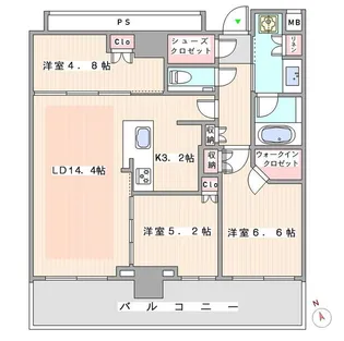 ザ・タワー十条【14階】の間取り
