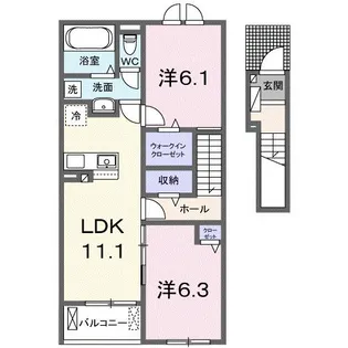 ファミールケイ B【2階】の間取り