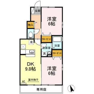 メゾン沖・皆賀 B棟【1階】の間取り