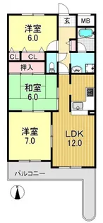 サンシティ摂陽弐番館【7階】の間取り
