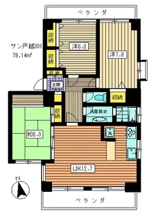サン戸越【3階】の間取り