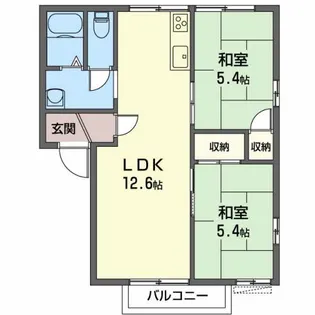 グリーンヒルズ鶴ヶ丘B【1階】の間取り