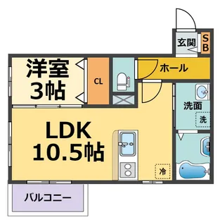 1LDKの間取り画像