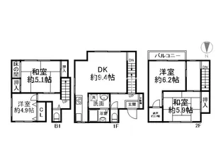 京都府京都市伏見区桃山町鍋島【一戸建】の間取り