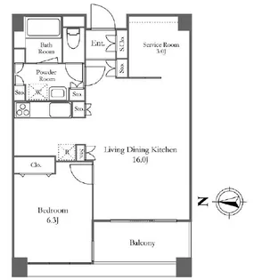 東京都中央区佃2【マンション】の間取り