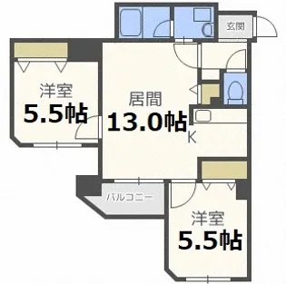 ラフィネ豊平【5階】の間取り