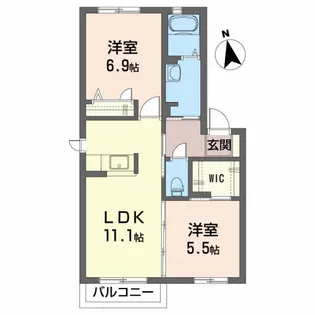 クラヴィエ・ロジュマンA【2階】の間取り
